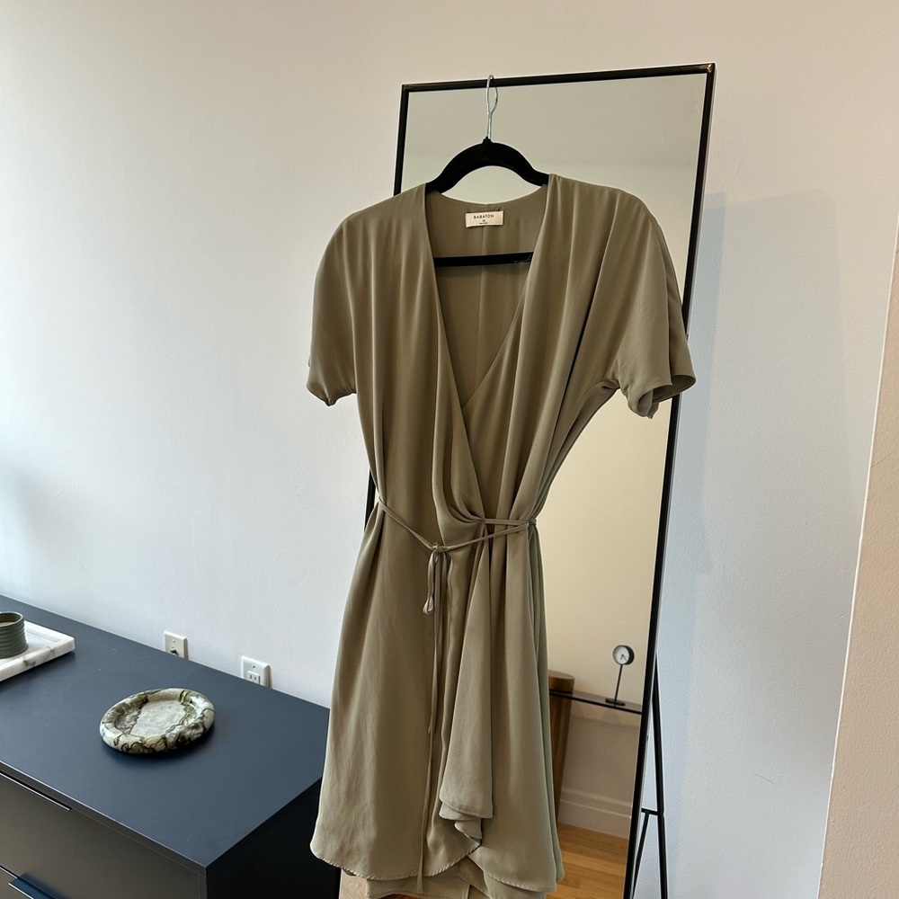Aritzia Sage Green Wrap Dress